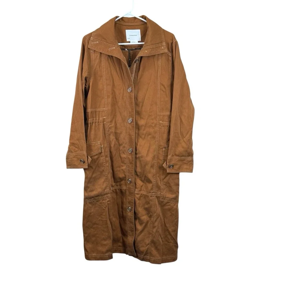 Anthropologie Uma Utility Duster Jacket Sz S‎  Camel Trench EUC - Picture 5 of 10